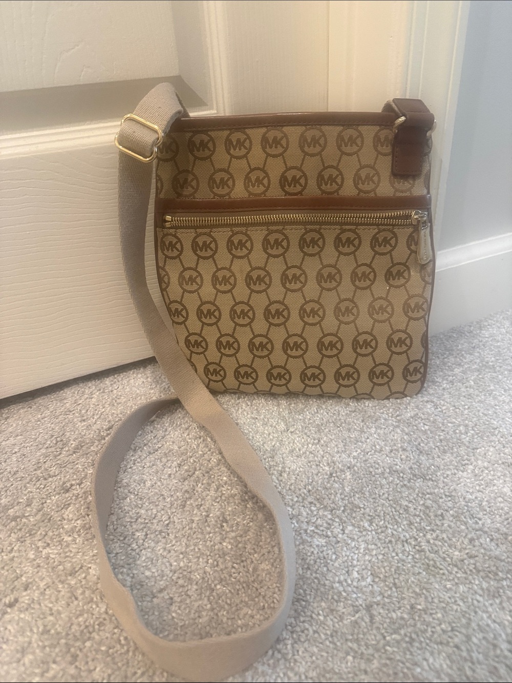 Michael Kors Tan Signature MK Crossbody Bag